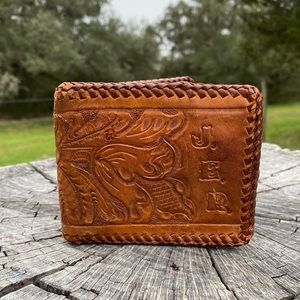 Vintage Bi-Fold Hand Tooled Leather Wallet